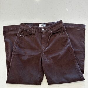 PAIGE Anessa Cropped Cotton Culottes Pants Brown 26